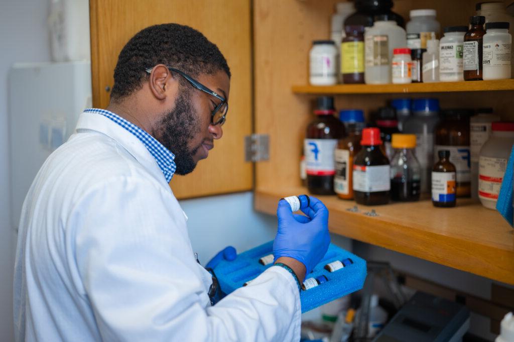 student in a lab